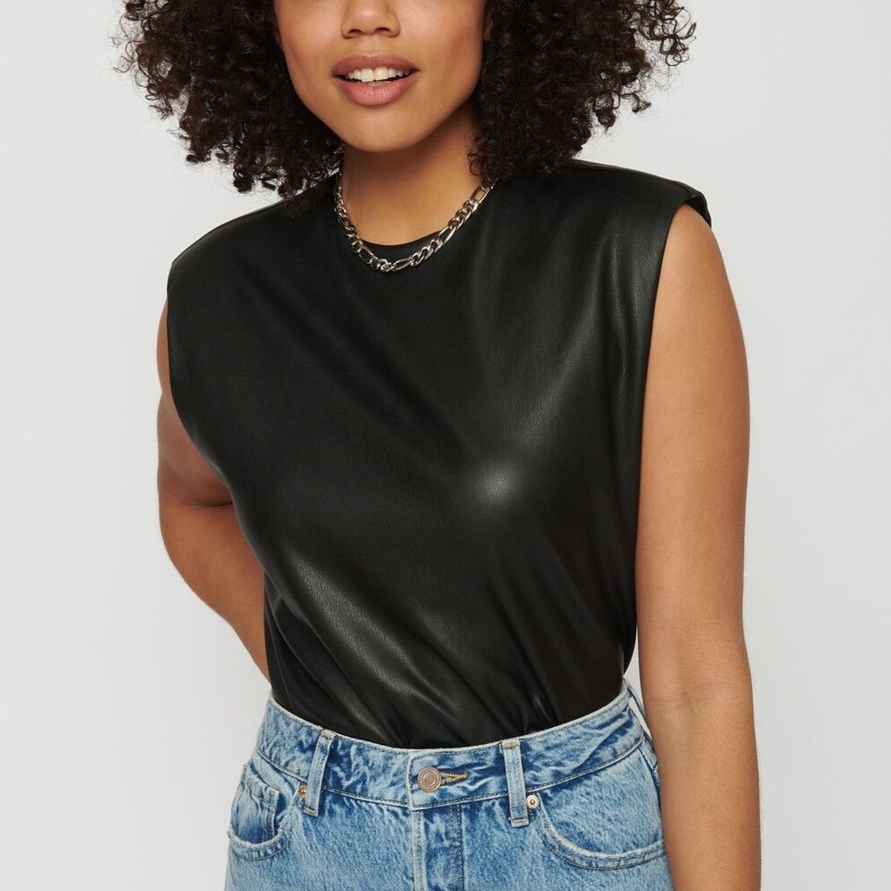 Dynamite Faux Leather Muscle T-Shirt